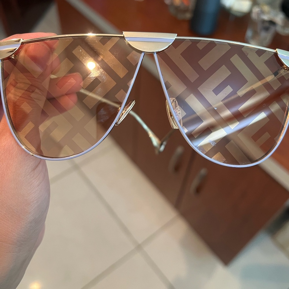 Fendi Gold Patterned Aviator Sunglasses